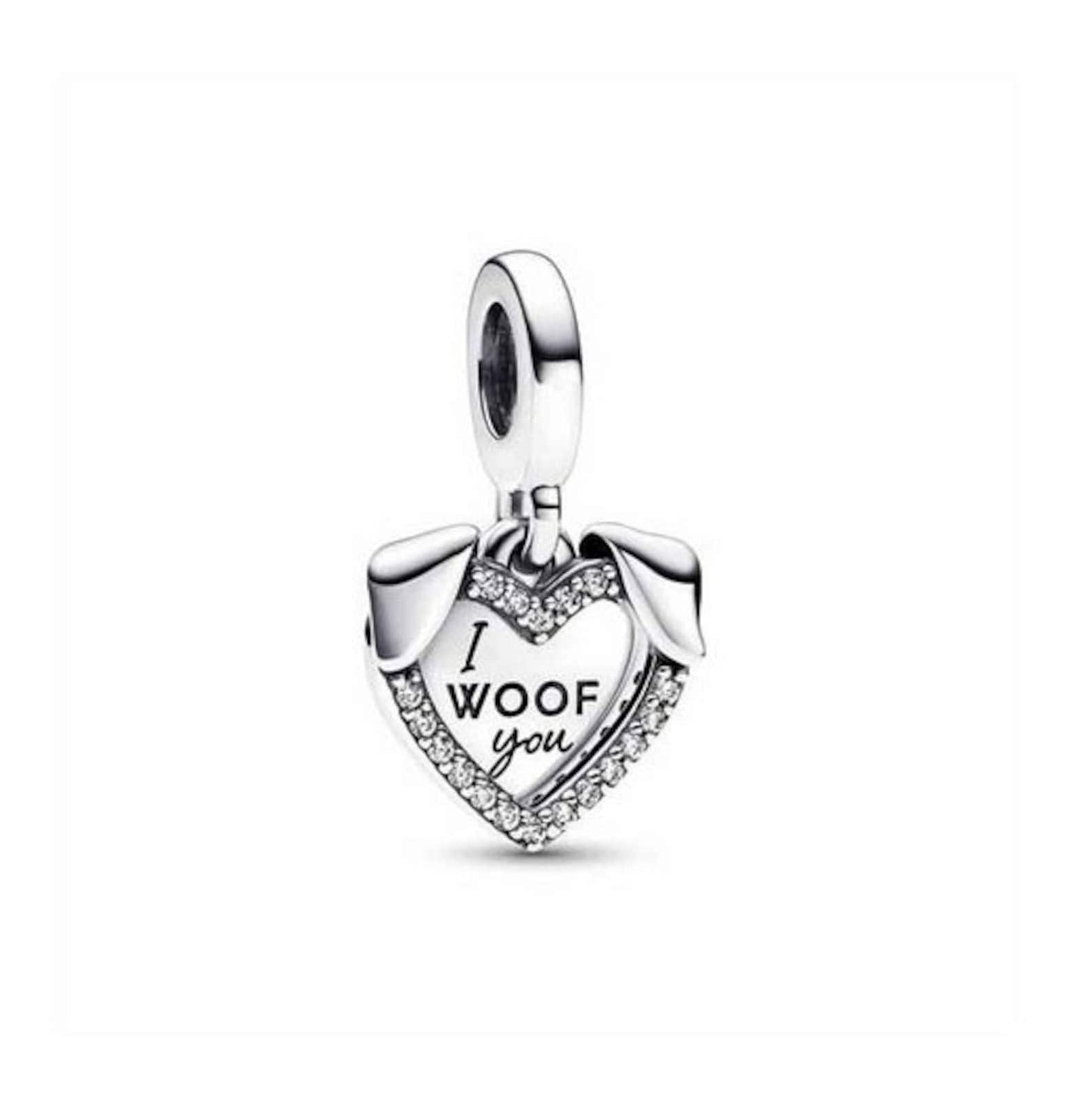 I woof you heart dog dangle bead charm for women bracelet S925 Sterling Silver Gift For Women / friend birthday Gifts