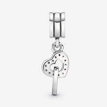 Sterling Silver Interlocking Hearts Dangle Charm, Cubic Zirconia