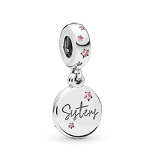 S925 Sterling Silver Sister Charm, Double Dangle Bracelet Charm