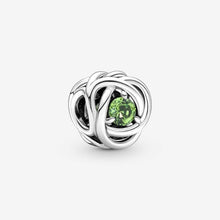 Sterling Silver Birthstone Charm, Eternity Circle Bead, Women's Bracelet