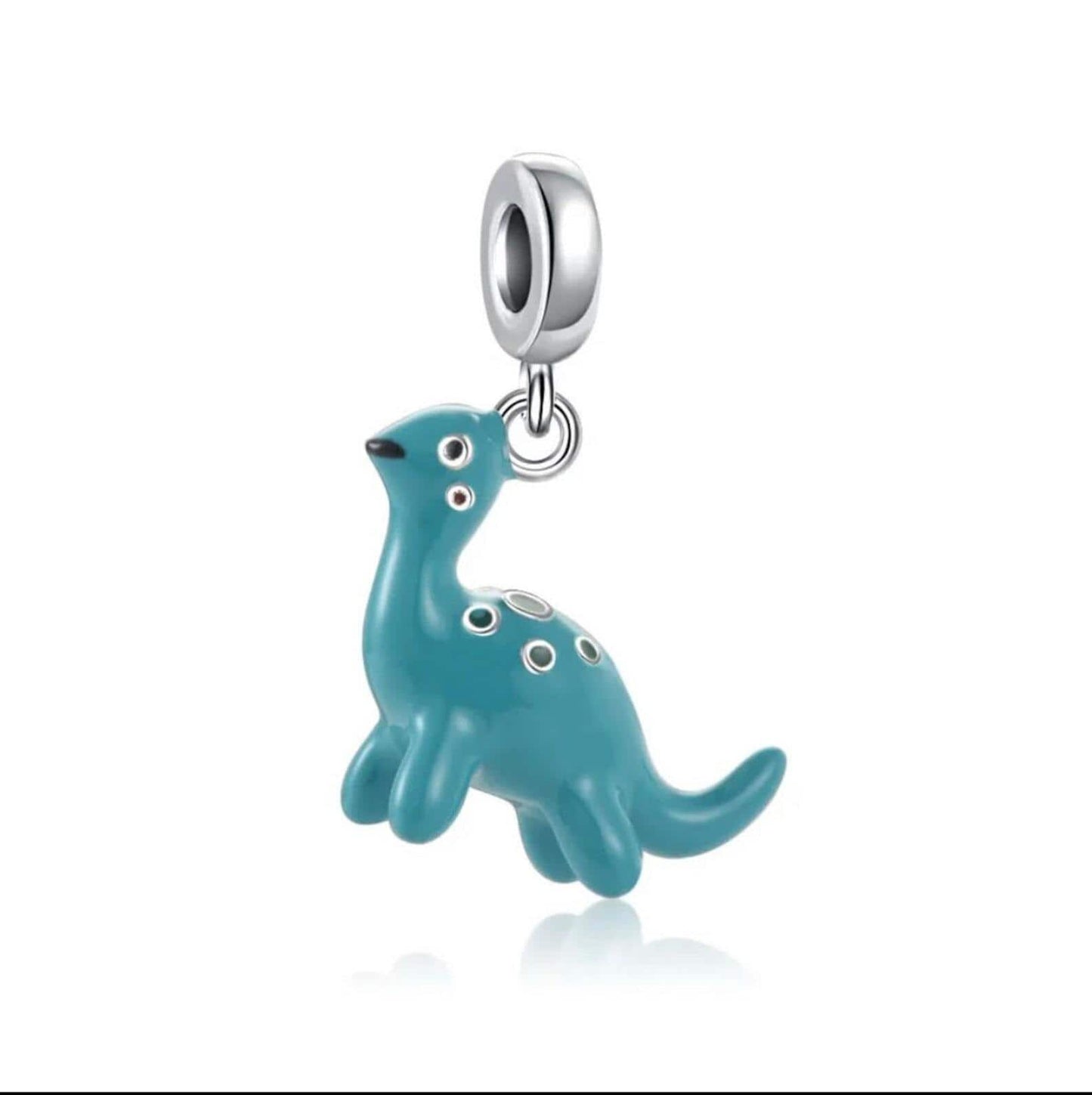 Brachiosaurus Dinosaur Sterling Silver Charm, Fits 3-4mm Bracelet