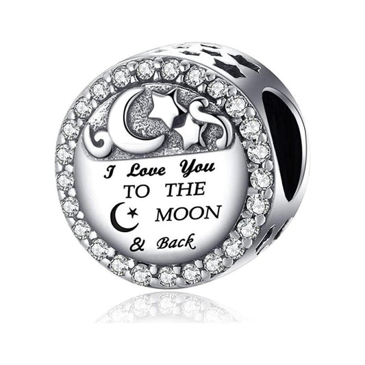 Sterling Silver Bead Charm: I Love You to The Moon and Back