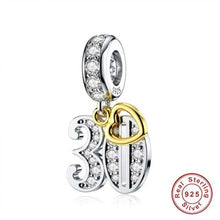 Golden Birthday Number Charm, S925 Sterling Silver, Milestone Bead