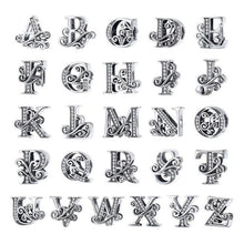 Sterling Silver Initial Charm, Cubic Zirconia Letter Bead