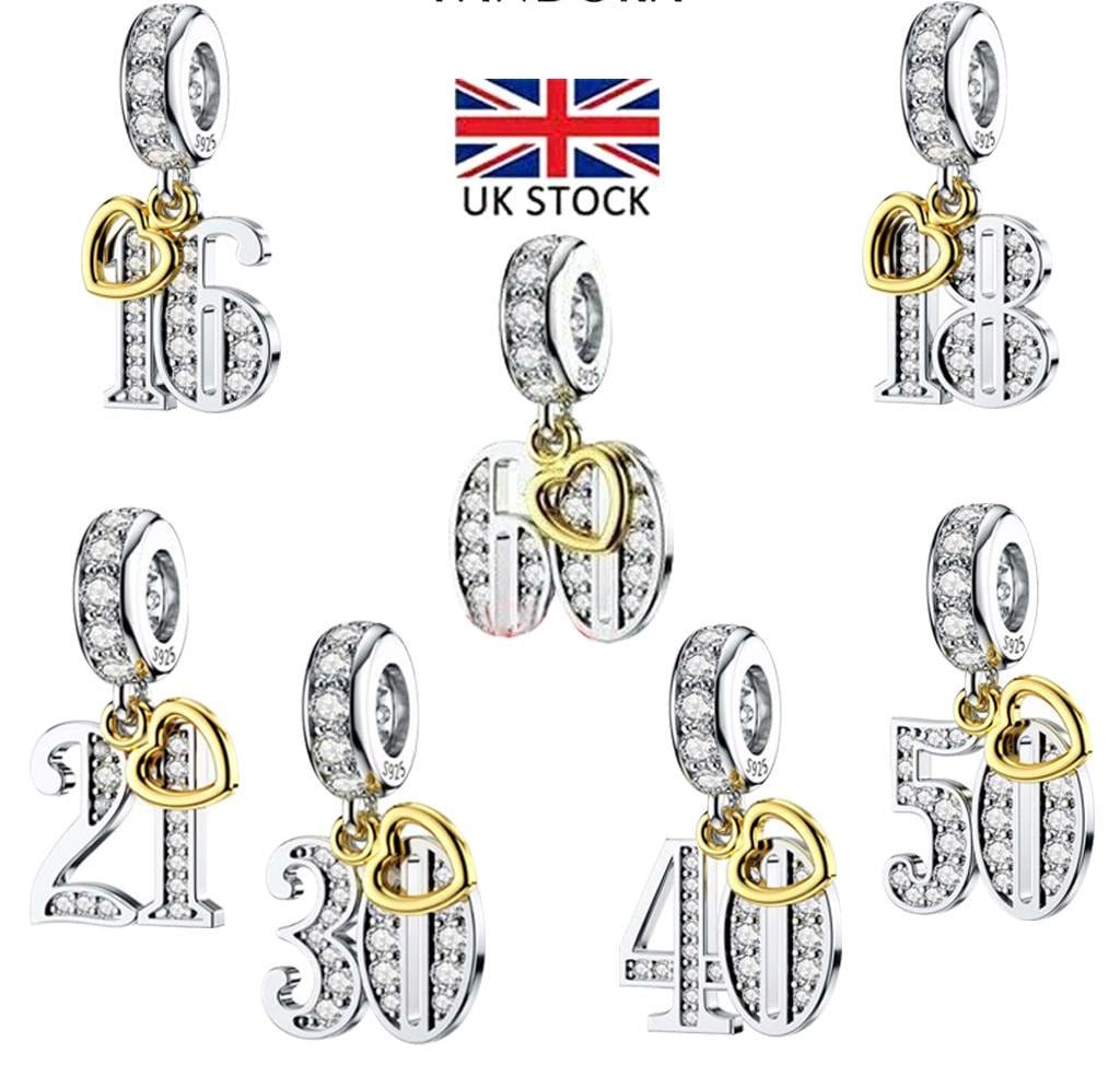 Golden Birthday Number Charm, S925 Sterling Silver, Milestone Bead