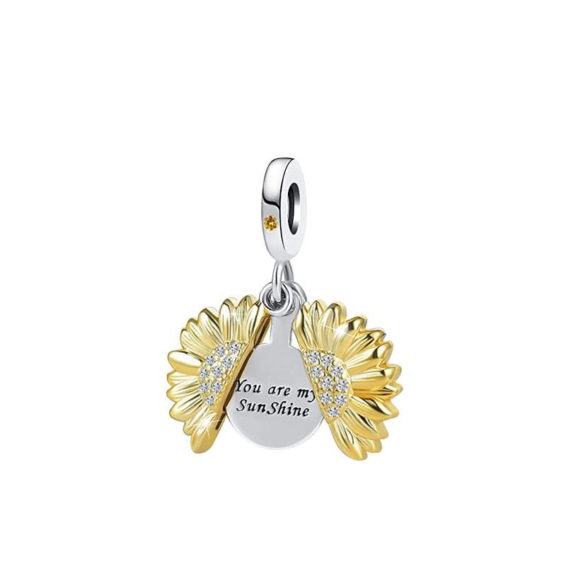 Sunflower yellow sunshine bead dangle charm for women bracelet S925 Sterling Silver, friend birthday gifts, Christmas charm gift