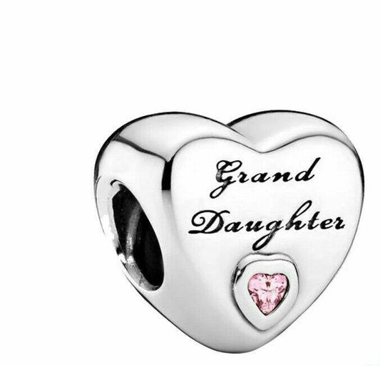 Granddaughter S925 Sterling Silver Heart Charm, Bracelet Bead