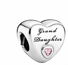 Granddaughter S925 Sterling Silver Heart Charm, Bracelet Bead