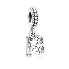 Sterling Silver Birthday Number Dangle Charm, Women's Bracelet Charm