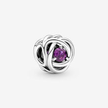 Sterling Silver Birthstone Charm, Eternity Circle Bead, Women's Bracelet