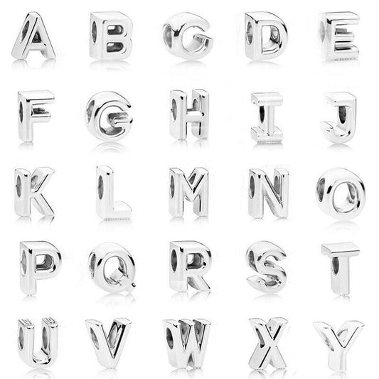 Simple ALPHABETS abc letter bead A-Z charm for women bracelet S925 Sterling Silver Gifts For Women / friend birthday  Gifts
