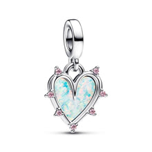 Friendship triple Double Dangle, Red Heart & Keyhole, villains charm for women bracelet S925 Sterling Silver Gifts For friend birthday