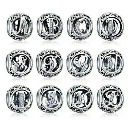 Round ALPHABETS abc letter bead A-Z charm for women bracelet S925 Sterling Silver Gifts For Women / friend birthday  Gifts