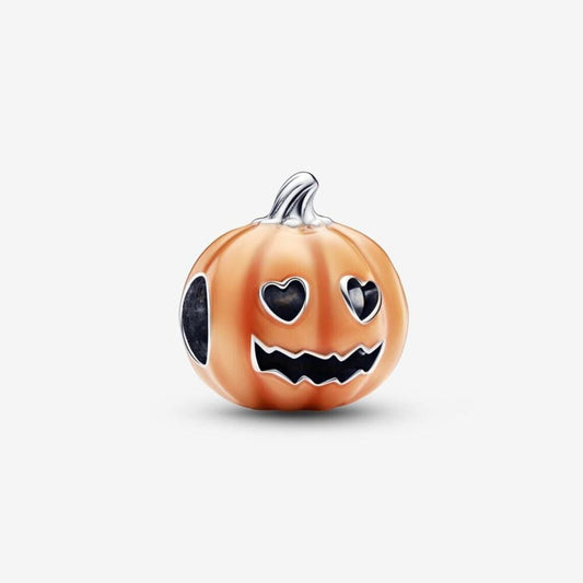 Spooky Pumpkin Charm, Halloween Bead, S925 Sterling Silver