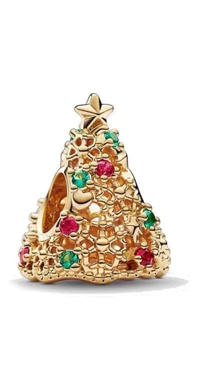 Glitter Christmas Tree Charm, S925 Sterling Silver, Snake Bracelet