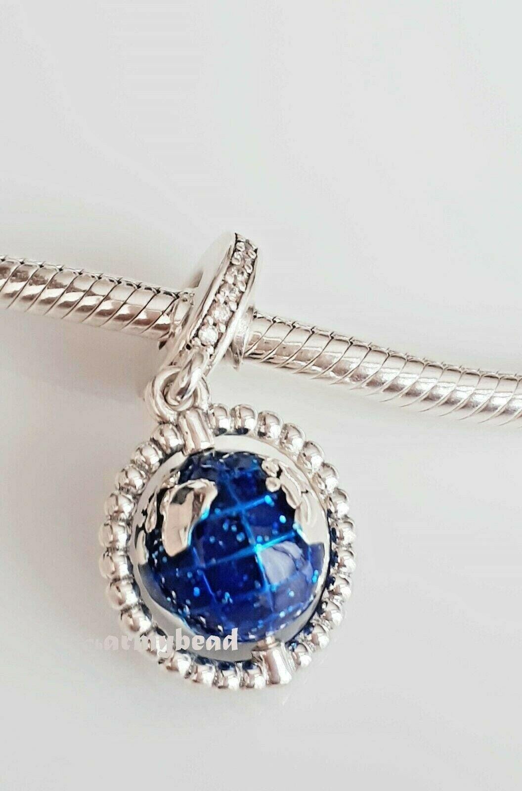 Spinning Globe S925 Sterling Silver Dangle Charm