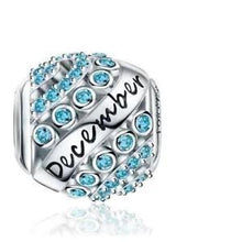 Sterling Silver Birthstone Charm, Round Bead for Bracelet