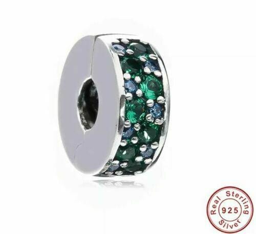 Sterling Silver Swirl Clip Charm, Pink Blue Turquoise Stopper