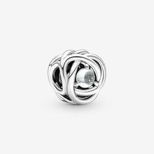 Sterling Silver Birthstone Charm, Eternity Circle Bead, Women's Bracelet