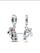 Christmas Sleigh dangle charm for women bracelet S925 Sterling Silver Gifts For Women / friend birthday ,Gifts, fits snake bracelet