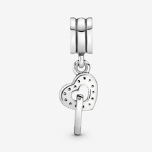Sterling Silver Interlocking Hearts Dangle Charm, Cubic Zirconia