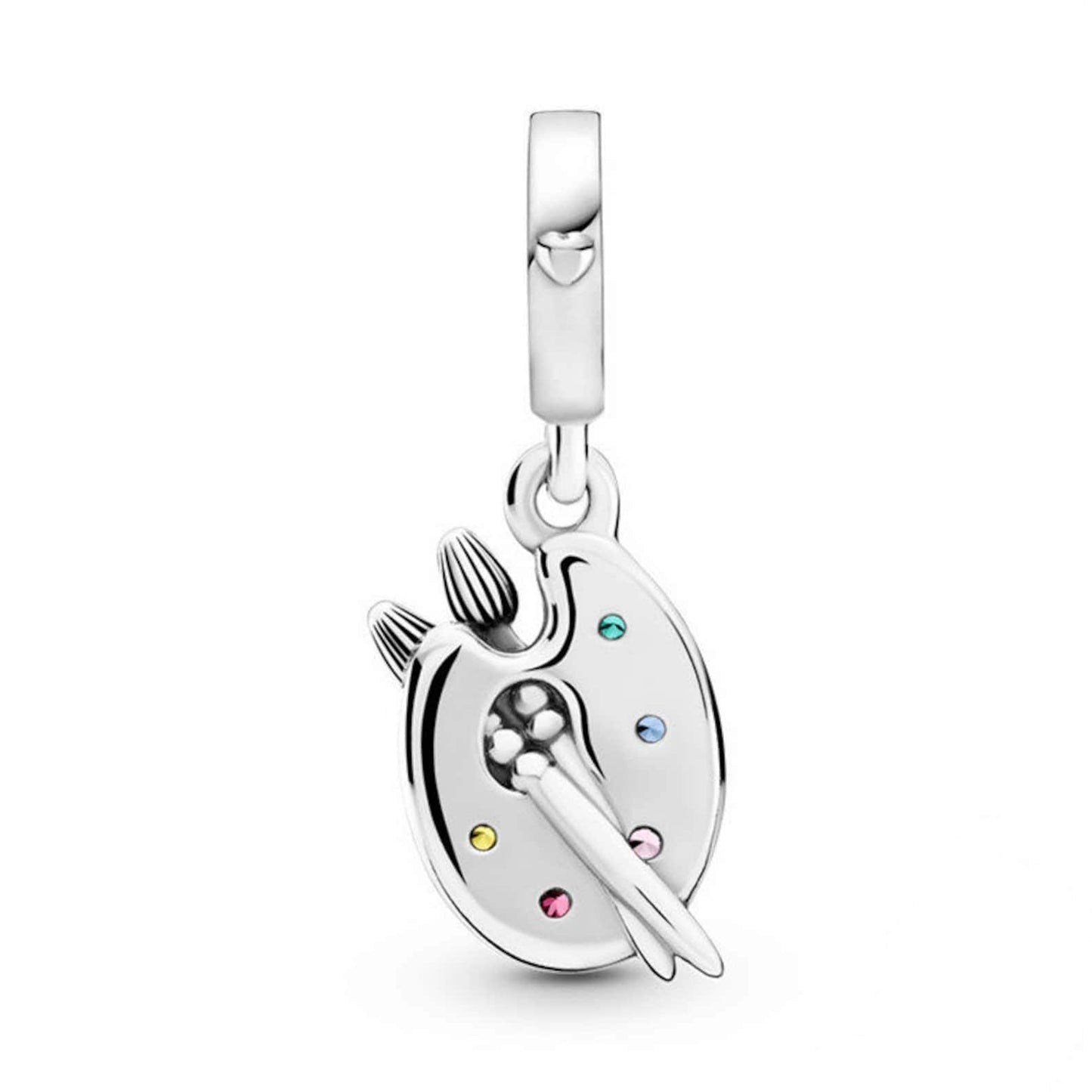 Sterling Silver Artist Palette Dangle Charm - Colorful Painter Jewelry