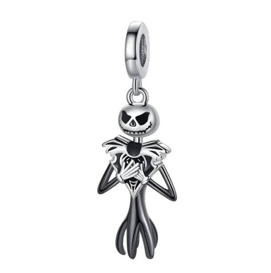 Sterling Silver Halloween Charm: Spooky Sally Skeleton Dangle