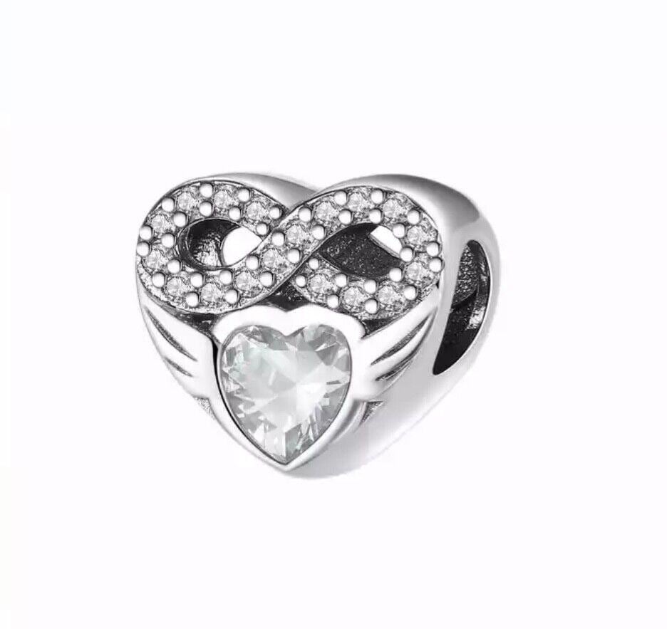 Sterling Silver Birthstone Heart Charm, S925, Birthday Gift