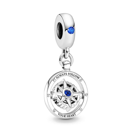 Spinning Compass Dangle charm for women bracelet S925 Sterling Silver Gifts For Women / friend birthday  Gifts