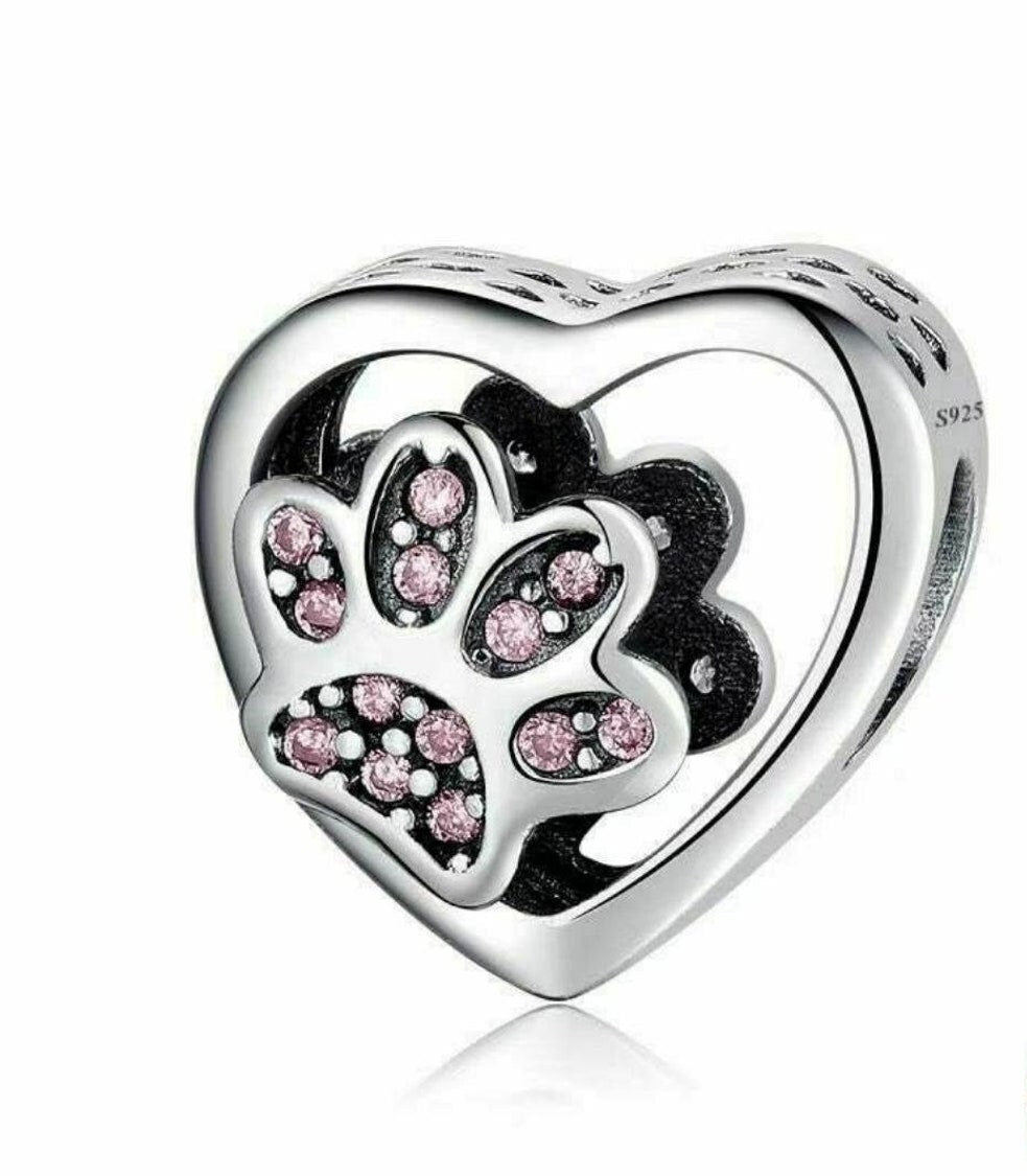 Pink Paw S925 Sterling Silver Charm Bead
