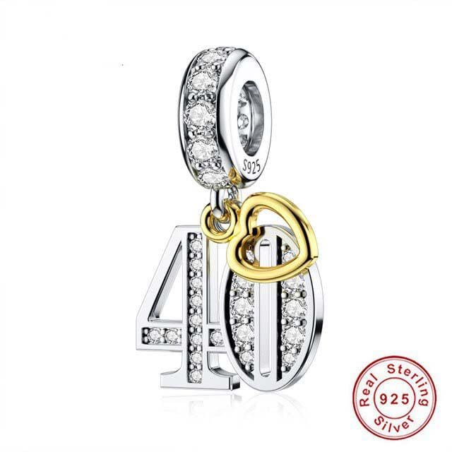 Golden Birthday Number Charm, S925 Sterling Silver, Milestone Bead