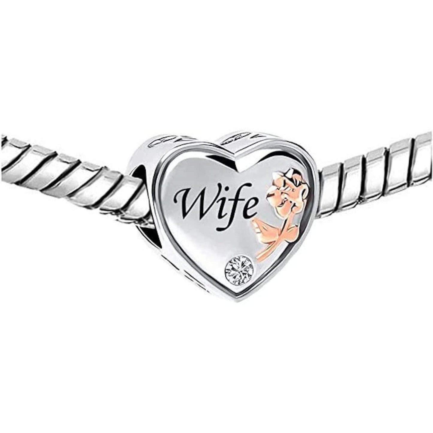 Wife I Love You Charm, S925 Sterling Silver Bead