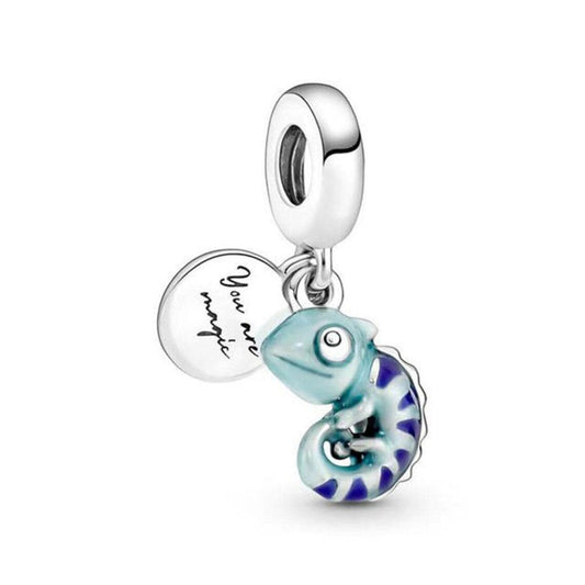 Colour-changing Chameleon dangle Charm Christmas Occasions bead for women bracelet S925 Sterling Silver Women jewelry, friend birthday Gifts