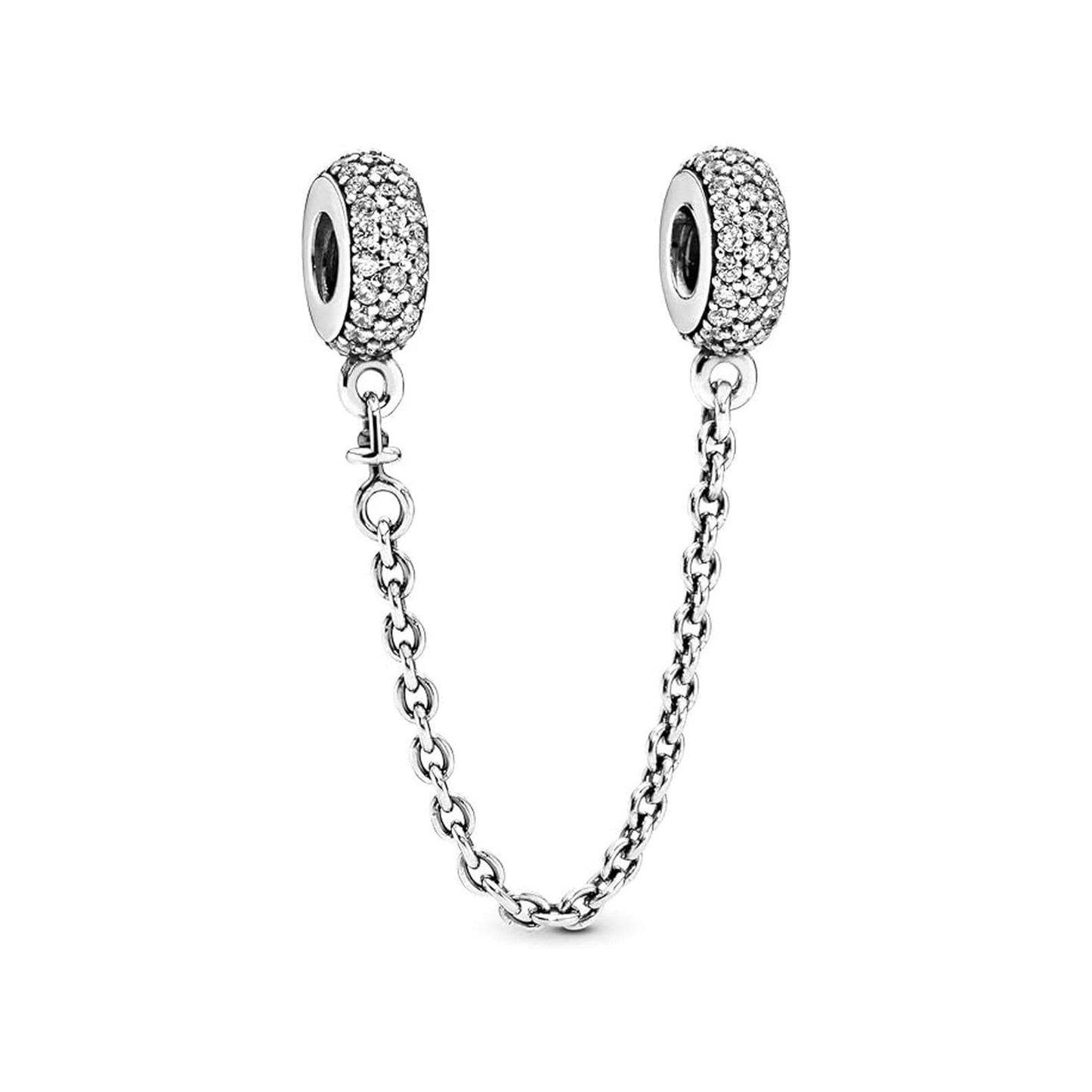 Logo safety chain, rose gold , elegance, family heart safety charm for women bracelet S925 Sterling Silver Gifts For Women / friend birthday