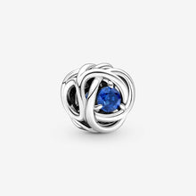 Sterling Silver Birthstone Charm, Eternity Circle Bead, Women's Bracelet