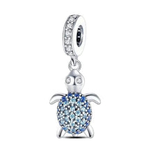 Blue Turtle Sterling Silver Charm - Marine Animal Dangle