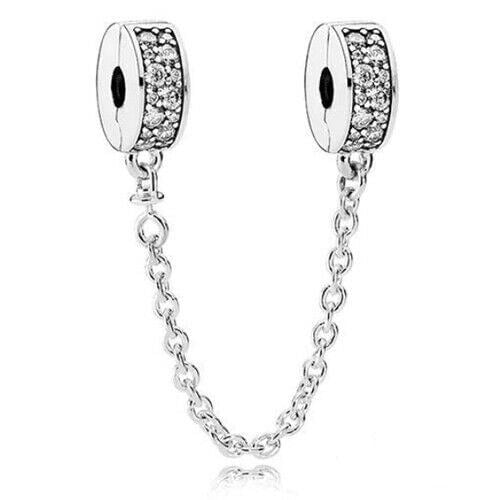 Logo safety chain, rose gold , elegance, family heart safety charm for women bracelet S925 Sterling Silver Gifts For Women / friend birthday