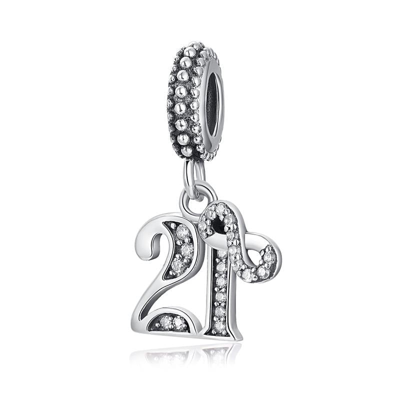 Sterling Silver Birthday Number Dangle Charm, Women's Bracelet Charm