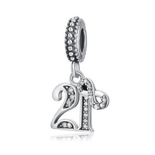Sterling Silver Birthday Number Dangle Charm, Women's Bracelet Charm