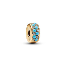 Aqua Blue Clip Charm for women bracelet S925 Sterling Silver Christmas gift