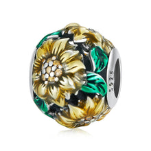Sunflower bead dangle charm for women bracelet S925 Sterling Silver, friend birthday gifts, Christmas charm gift