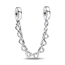 Sterling Silver Linked Hearts Safety Chain for 3mm-4mm Bracelet