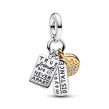 Friendship triple Double Dangle, Red Heart & Keyhole, villains charm for women bracelet S925 Sterling Silver Gifts For friend birthday
