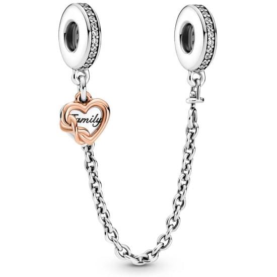 Logo safety chain, rose gold , elegance, family heart safety charm for women bracelet S925 Sterling Silver Gifts For Women / friend birthday