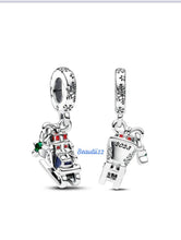 Christmas Sleigh dangle charm for women bracelet S925 Sterling Silver Gifts For Women / friend birthday ,Gifts, fits snake bracelet