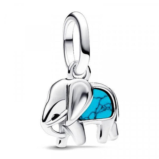 Blue Murano Glass Elephant Dangle Charm for women bracelet S925 Sterling Silver Christmas gift