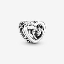 Sterling Silver 'Mom' Heart Infinity Charm, Fits 3-4mm Bracelet