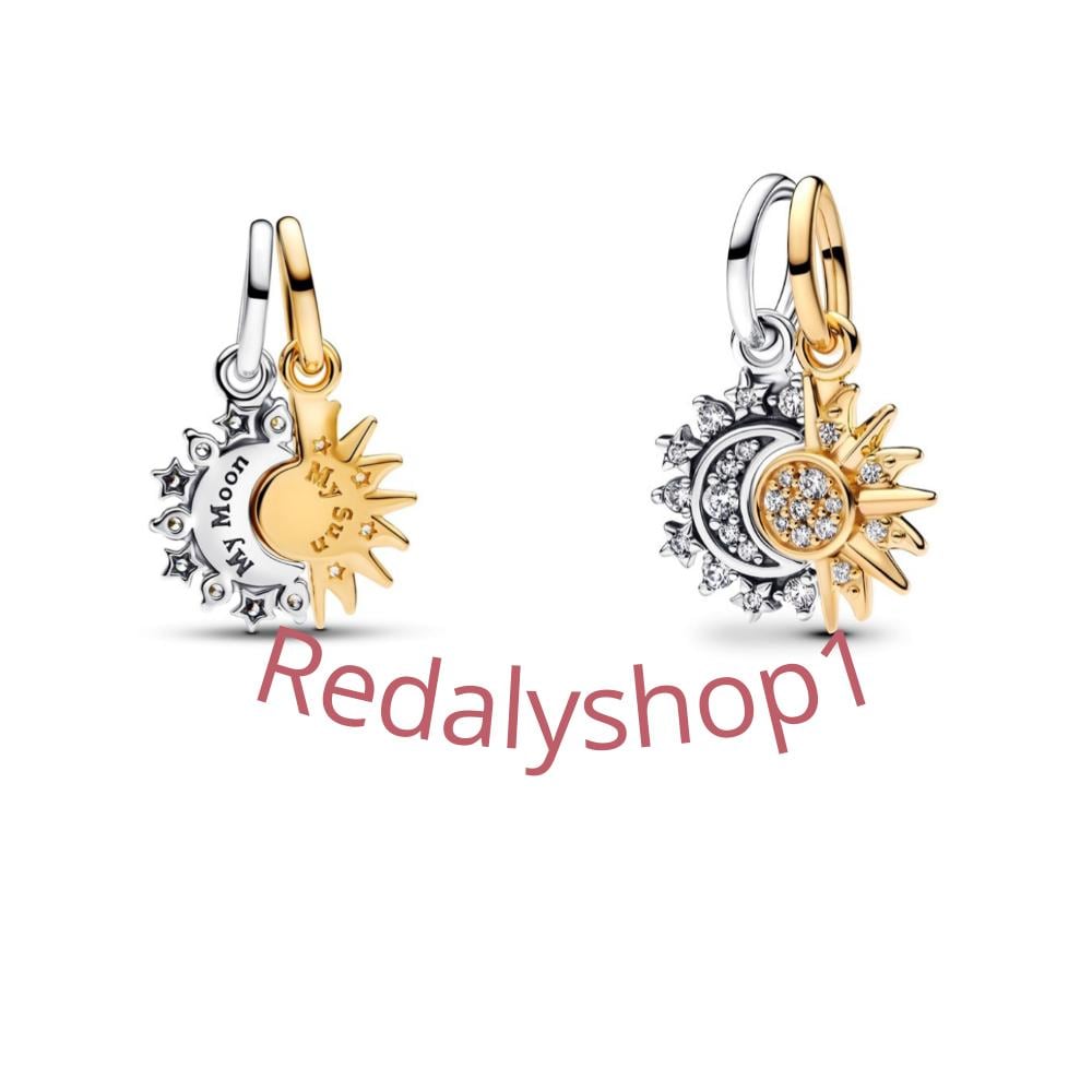 Splitable Sun & Moon Dangle  Dangle charm for women bracelet S925 Sterling Silver  / friend birthday gifts, Christmas gift