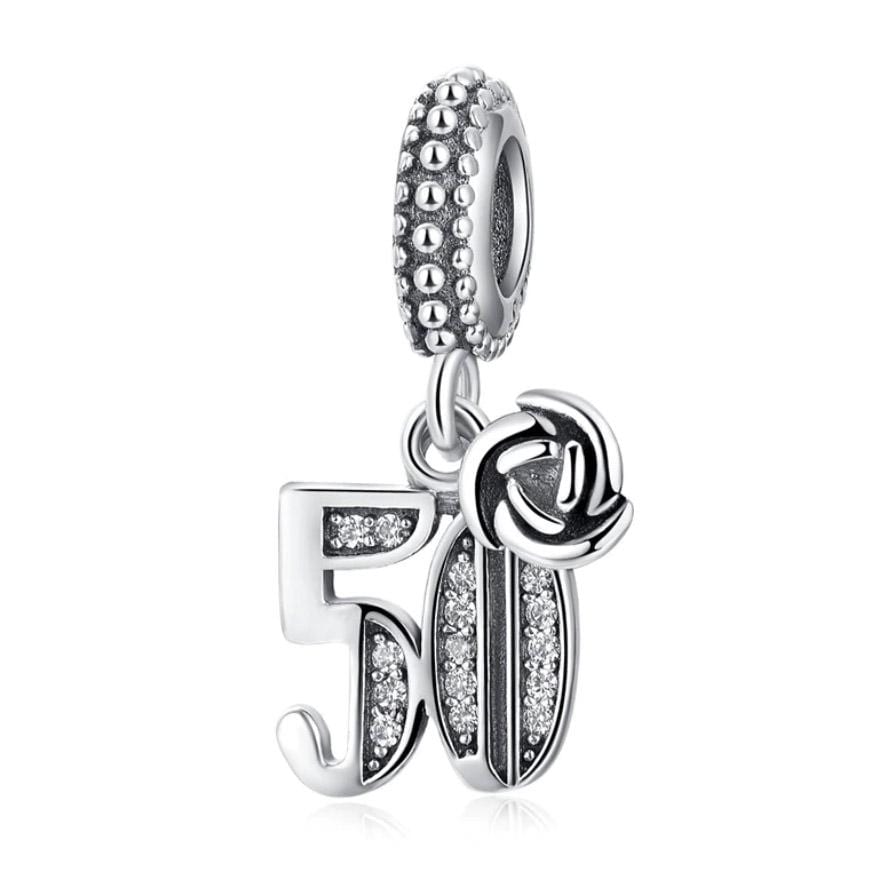 Sterling Silver Birthday Number Dangle Charm, Women's Bracelet Charm