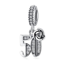 Sterling Silver Birthday Number Dangle Charm, Women's Bracelet Charm